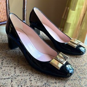 Kate Spade Gold Bow Block Heel